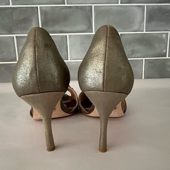 BADGLEY MISCHKA Salsa Satin Jewel Embellished Peep Toe Pumps Size 8.5 - Picture 5 of 11